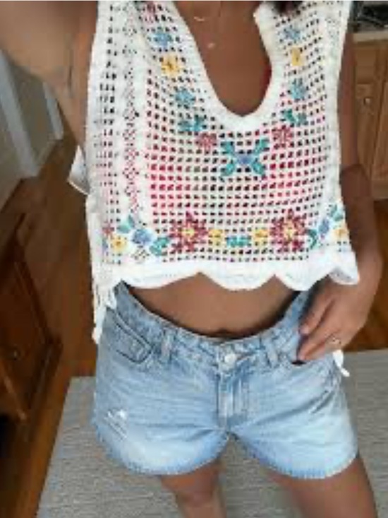 House of Harlow 1960 Tops - House of Harlow 1960 Crochet Floral Boho Crop Cover Up Tank Top OS